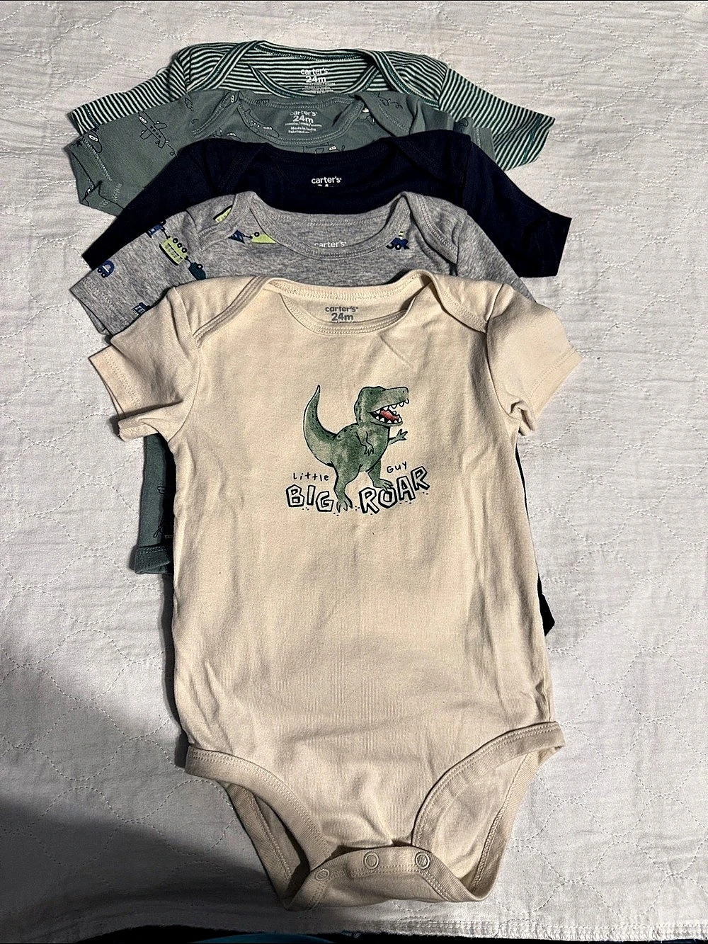 Carter's Baby Boy Short-Sleeve Bodysuits 5-Pack Gray & Blue Baby 24M